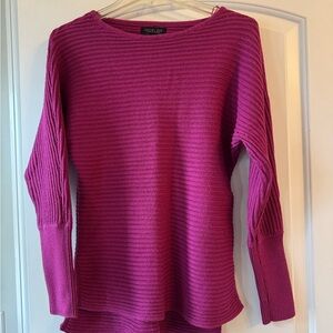 Nicole Miller Pink Crew Neck Sweater with Ribbed Texture
